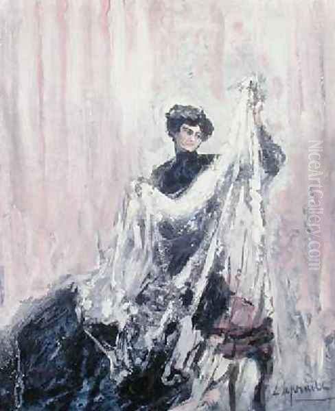 Woman in Black Oil Painting by Pierre Laprade