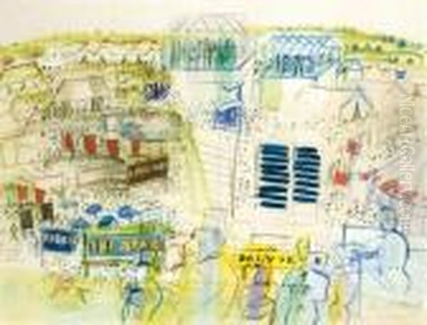 Epsom, Les Turfistes Dans Les Tribunes Oil Painting by Raoul Dufy