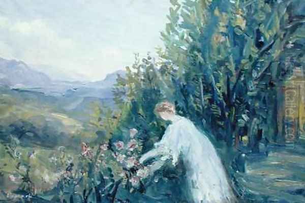 Woman in a Garden Oil Painting by Pierre Laprade