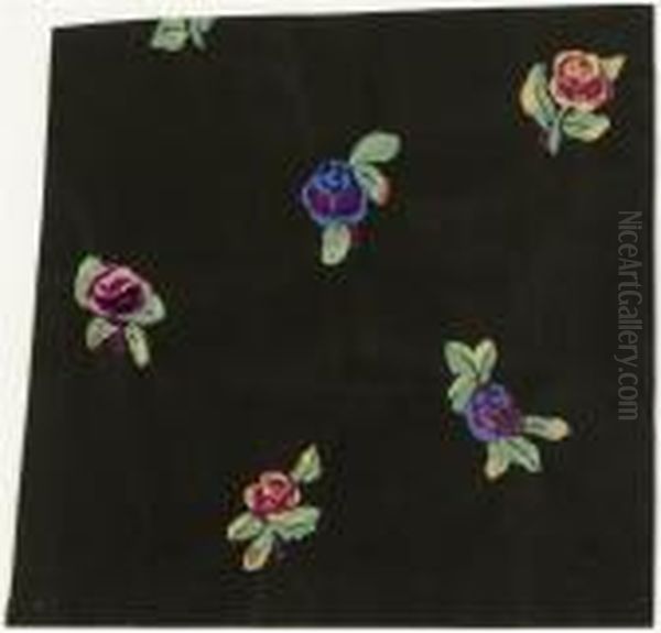 Roses On Black Ground Oil Painting by Raoul Dufy