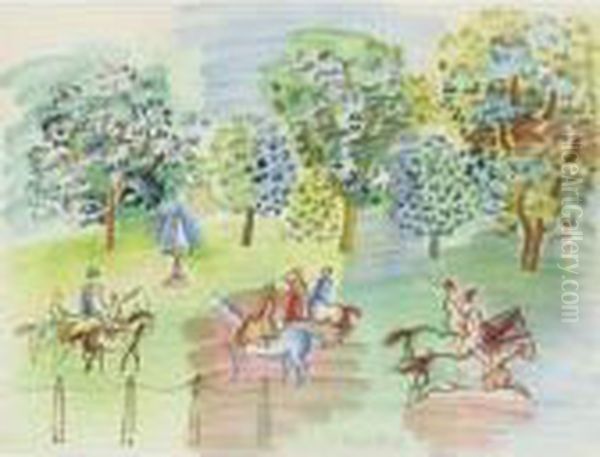 Promenade A Cheval Au Bois Oil Painting by Raoul Dufy