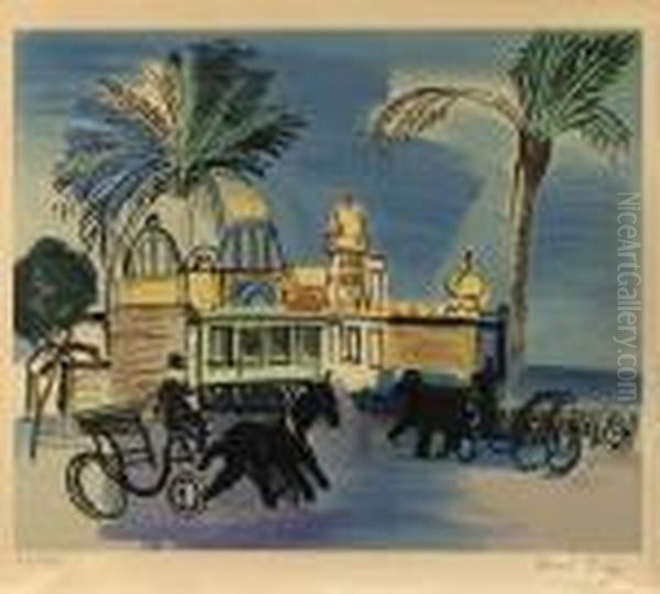 Nice, Le Casino De La Jetee Aux Deux Caleches Oil Painting by Raoul Dufy