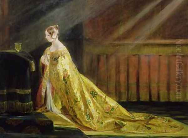 Queen Victoria in Her Coronation Robe Oil Painting by Charles Robert Leslie