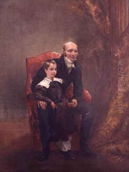 Robert 1767-1845 Marquess of Westminster and his Grandson, Hugh Lupus Grosvenor 1825-99 1st Duke of Westminster Oil Painting by Charles Robert Leslie