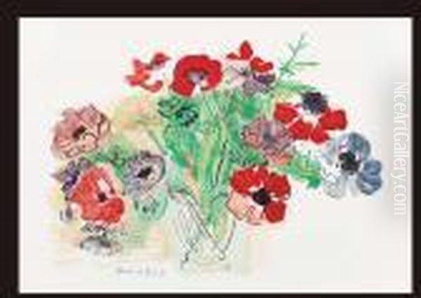 Anemone(estampe) Oil Painting by Raoul Dufy