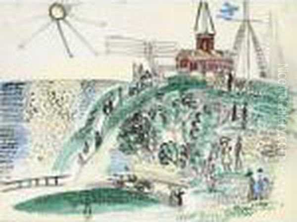 Sainte-adresse, L'eglise Au Bord De La Mer Oil Painting by Raoul Dufy