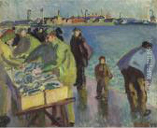 Le Marche Aux Poissons Oil Painting by Raoul Dufy