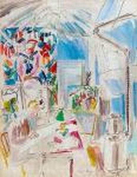 L'atelier Et Portrait De Madame Dufy Oil Painting by Raoul Dufy