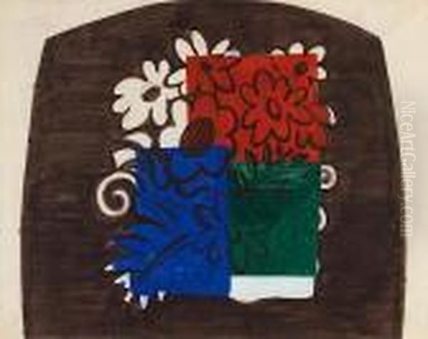 Fleurs (etude Pour Dossier De Fauteuil) Oil Painting by Raoul Dufy