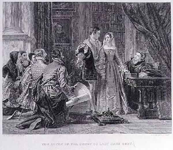 The Offer of the Crown to Lady Jane Grey 1537-54 Oil Painting by Charles Robert Leslie