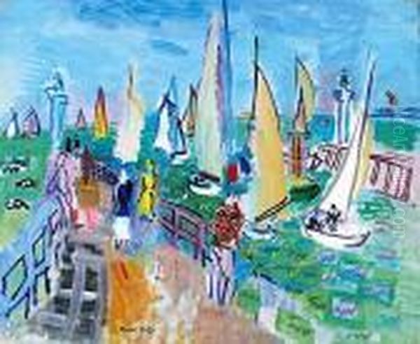 Regates A Deauville Oil Painting by Raoul Dufy