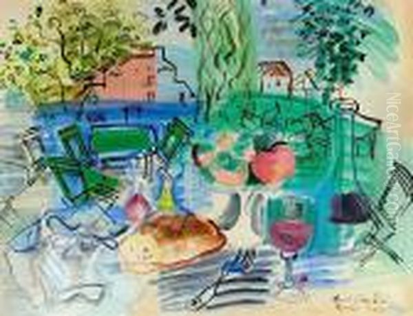 Nature Morte Au Jardin Saint Emilion Oil Painting by Raoul Dufy