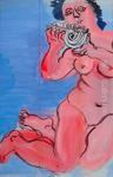 Naide Rouge A La Conque Oil Painting by Raoul Dufy