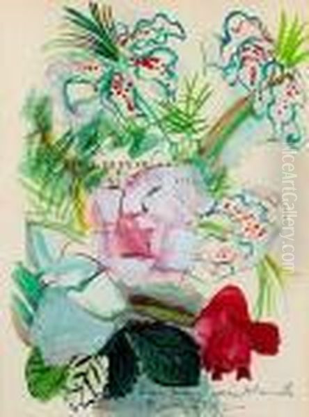 Etude De Fleurs Sur Une Page De Titre De Livre Oil Painting by Raoul Dufy