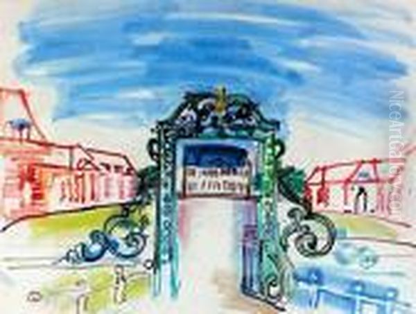 La Grille D'entree Au Haras Du Pin Oil Painting by Raoul Dufy