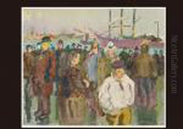 People At The Port(estampe) Oil Painting by Raoul Dufy