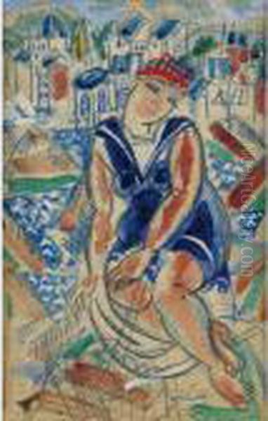 La Grande Baigneuese A Sainte-adresse Oil Painting by Raoul Dufy