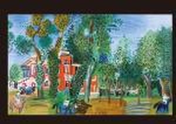 Le Paddock A Deauville Oil Painting by Raoul Dufy