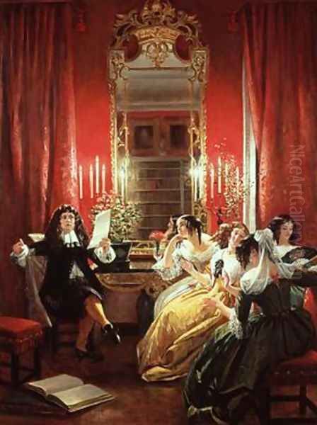 Trissotin Reading his Sonnet from Les Femmes Savantes Oil Painting by Charles Robert Leslie