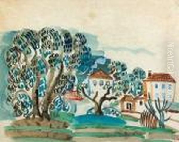 Oliviers Et Villas En Provence Oil Painting by Raoul Dufy