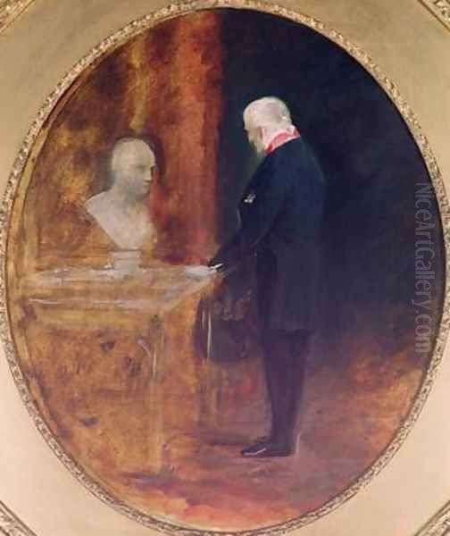 The Duke of Wellington 1769-1852 Studying a Bust of Napoleon 1769-1821 Oil Painting by Charles Robert Leslie