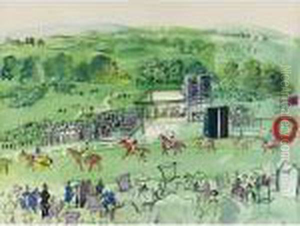 Epsom, Le Defile Des Partants Oil Painting by Raoul Dufy