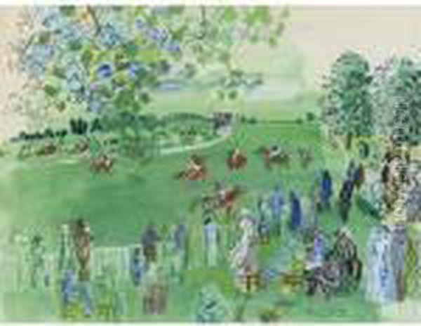 Le Champ De Courses A Ascot Oil Painting by Raoul Dufy