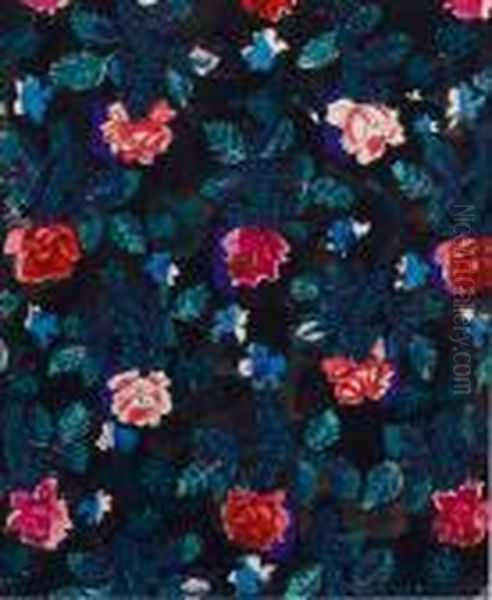 Roses Sur Fond Noir by Raoul Dufy