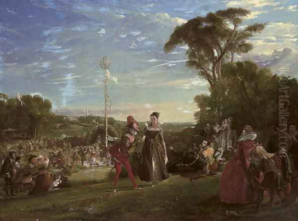 May Day in the reign of Queen Elizabeth Oil Painting by Charles Robert Leslie