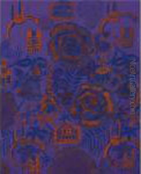 Monuments De Paris Sur Fond Violet Oil Painting by Raoul Dufy