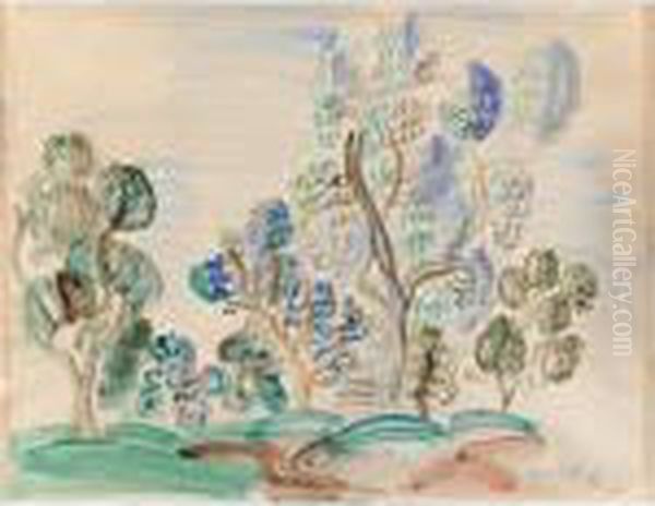 Paysage Aux Oliviers Oil Painting by Raoul Dufy