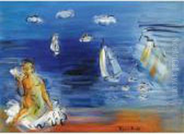 Baigneuse A Sainte-adresse Oil Painting by Raoul Dufy