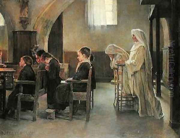 The Eve of the First Communion Oil Painting by Henri Alphonse Laurent-Desrousseaux