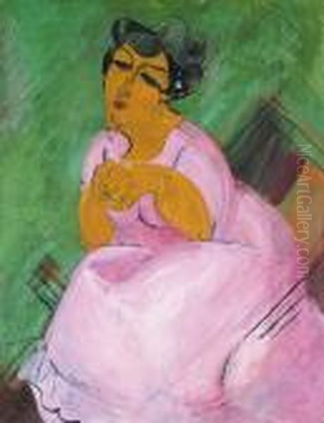 La Dame En Rose Oil Painting by Raoul Dufy