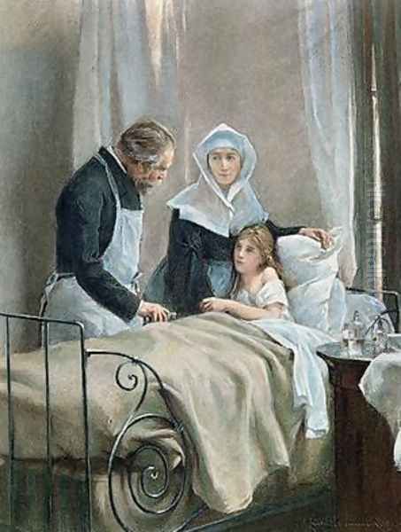 The Sick Child Oil Painting by Henri Alphonse Laurent-Desrousseaux