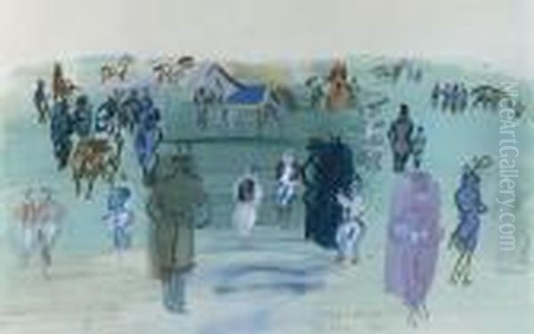 La Pelouse A Epsom Oil Painting by Raoul Dufy