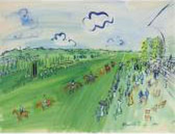 Le Defile Des Partants A Deauville Oil Painting by Raoul Dufy