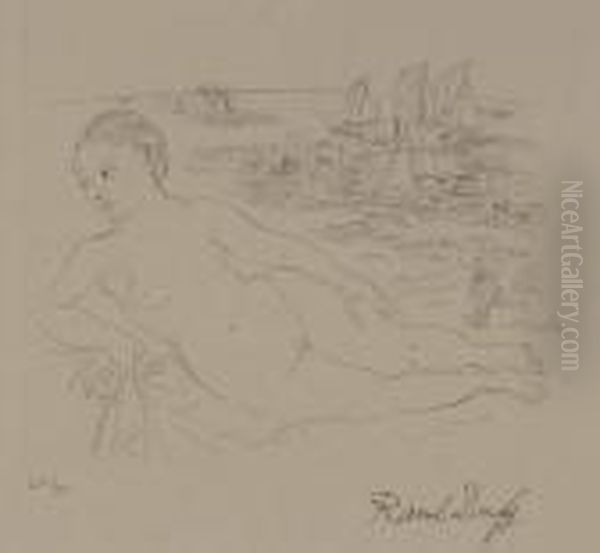 Femme Nue Allongee Sur Une Plage Oil Painting by Raoul Dufy