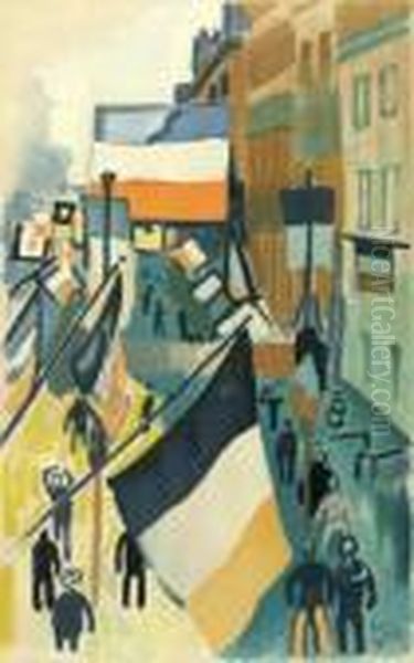 [rue Pavoisee Le 14 Juillet]. Oil Painting by Raoul Dufy