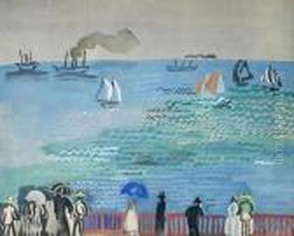 La Promenade Des Anglais Watercolour 43 X 54cm Oil Painting by Raoul Dufy