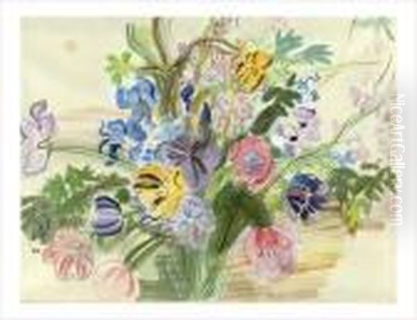 Bouquet De Tulipes Oil Painting by Raoul Dufy