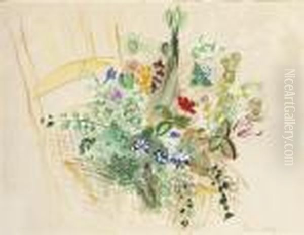 Bouquet De Fleurs Dans Un Vase, A La Chaise Oil Painting by Raoul Dufy