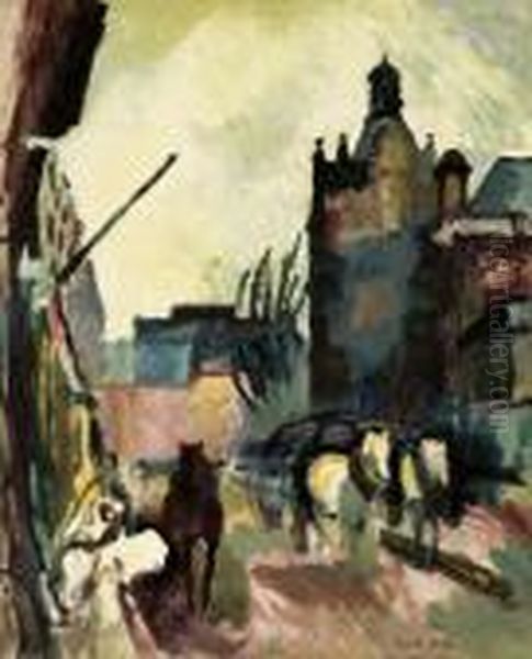 L'attelage (rue De Falaise) Oil Painting by Raoul Dufy