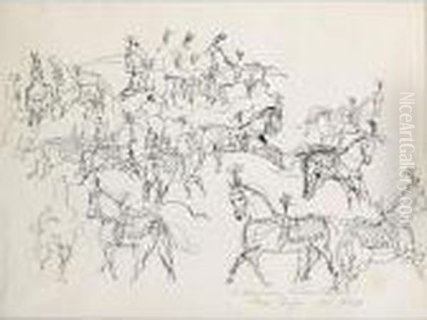 Chevaux Oil Painting by Raoul Dufy