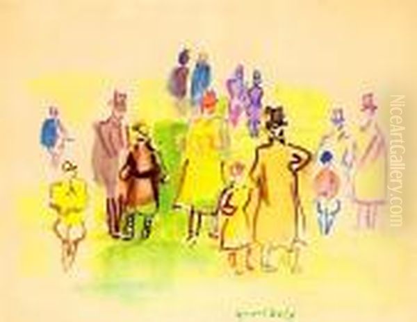 Personnages Aux Courses Oil Painting by Raoul Dufy