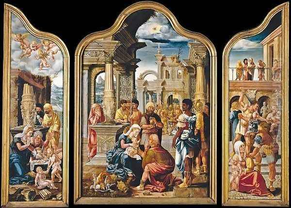 Triptych 1532-33 Oil Painting by Lambert Lombard