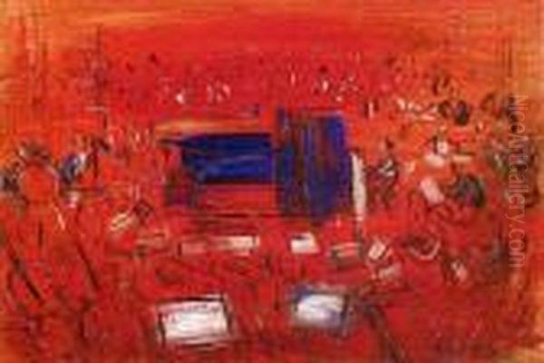 Orchestre Rouge Et Piano Bleu Oil Painting by Raoul Dufy