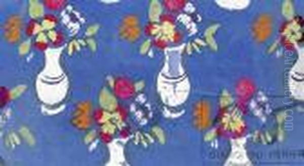 Flowers In A Vase. Fabric Design. Oil Painting by Raoul Dufy