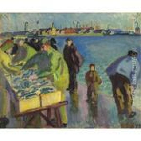 Le Marche Aux Poissons Oil Painting by Raoul Dufy