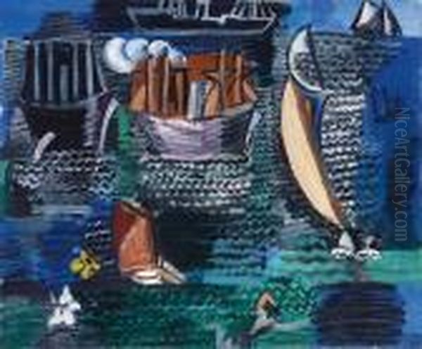 Bateaux Au Havre
 Signed 'raoul Dufy' (lower Right) Oil Painting by Raoul Dufy